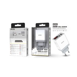 MTK CHARGER ADAPTER AT022 BL+GR 2 USB PORTS 2.4A MAX WHITE+GRAY MTK CHARGER ADAPTER AT022 BL+GR 2 USB PORTS 2.4A MAX WHITE+GRAY